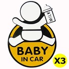 3x Car Body Baby In Car Pre-cut Safety Warning Sign Vinyl Decoration Stickers