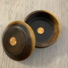 Vintage Trinket Box  Hand Turned Wood Jewelry Container W  Lid 4  Penny Imbedded