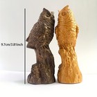 Hand Carved Wooden Owl Statue Dark Rustic Cabin Home Decor Gift