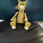 Vtg Mini Hand Carved And Painted Folk Art Orange Tabby Cat Jointed Shelf Sitter