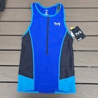 Tyr Men Black blue 2 Pc Triathlon Tank   9  In  Padded Short Competitor Xs New 