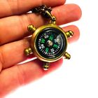 Vintage Brass Nautical Compass Necklace With Chain