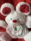 Vintage 1990 Fisher Price Puffalump Baby s First Christmas Mouse Plush W rattle