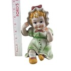 Vintage Lefton China Piano Baby Girl Figurine 7  Bisque Porcelain Japan Mcm