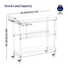 Serving Cart Kitchen Bar Wine Tea Cart Acrylic Shelves acrylic Frame With Wheels