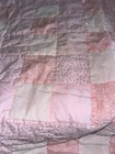 Handmade Baby Quilt Pink White Floral Blocks Baby Girl 