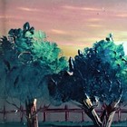 Vintage Framed Hand Painted Mexican Tile 12  X 8  2001 Signed Landscape Bx