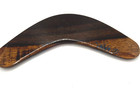 Vintage Wooden Boomerang     Aboriginal Kangaroo Dot Art     Signed Valdo     8 