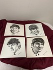 Circa 1964 The Beatles Set Of 4 In Envelope 12 1 2 X 12 1 2 Line Drawings Nrmt