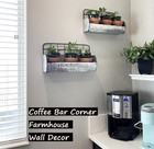 Farmhouse Galvanized Metal Wall Storage Shelves - Rustic Hanging Basket Set