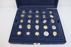 Vintage Police Memorabilia Badge Collection In Display Case Assorted Styles