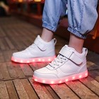 Kids Light Up Shoes Led Sneakers High Top Usb Charging Flashing Trainers For    