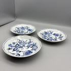 Blue Danube Blue Onion Fruit Saucer 5-1 2 Inches  set Of 3  Rectangle Stamped