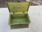 Vintage Max Klein Sewing Box Sc-2036 Green Ornate Faux Wood Plastic