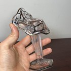 Antique Nouveau Silver Overlay Glass Jack-in-the-pulpit Art Glass Trumpet Vase