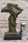 Handcrafted Bronze Horse Head Statue By Miguel Lopez  Western Art Figurine