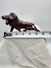 Vintage Hand Carved Dark Wood Lion Figurine Statue Roaring Mane Detailed F4