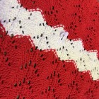Vintage Crochet Afghan Red   Cream Chevron Bold Fall Throw Apx 68x43