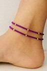 1pc Handmade Purple Beads Anklet Gold Spacer Adjustable Boho Ankle Bracelet 23cm