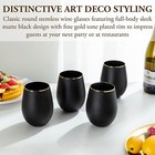 Black Stemless Wine Drinking Glasses  Cocktail Glass Drinkware Cup  Set Of 4