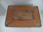 Wooden Woven Sewing Basket Trinket Box Lidded Rustic Cottage Country Farmhouse