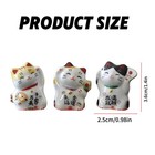 3-piece Maneki Neko Cat Figurine Set  Mini Japanese Ceramic Lucky Beckoning Cat