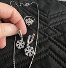 Absolutely Stunning  Necklace Earrings   Ring Set  925 Sterling Silver   Cz
