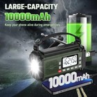 10000mah Hand Crank Radio Solar  Battery Powered And Usb Charging Emergency R   