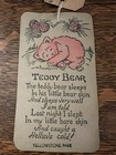 Vintage    teddy Bear    Souvenir From Yellowstone Park - 1920-1930 Era Original Tag