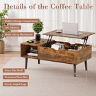 Wooden Lift Top Coffee Table Hidden Compartment Storage Shelf Rustic Brown Tab