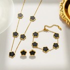 Single Sided Five-leaf Flower Jewelry Set Necklace Bracelet Earrings