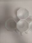 Set Of 4 Vintage Arcoroc France White Milk Glass Octagon Coffee Cup Mug
