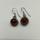 Genuine Natural Amber Pendant Brooch  Earring Set Sterling Silver 925    