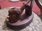 Hand Carved  man Smoking Pipe  Imported Briar Italy 1970 s