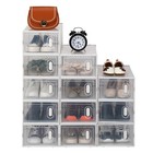Shoe Storage Boxes 12 Pack Clear Plastic Stackable - White High Quality