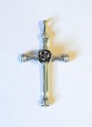 Vintage Native American Signed Sterling Silver Amethyst Rose Cross Pendant
