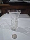 Vintage Cut Crystal Bud Vase Starburst Pattern Clear Glass Unmarked 4 25  Ut14