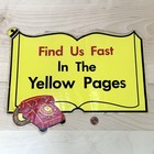 Vintage Yellow Pages Large Sticker Decal Storefront Advertising 14    X 11     read 