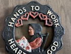 Vintage Amish    hands To Work Hearts To God    Cast Metal Trivet