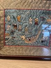 Antique Silk Hand Sewn Hundred Boys Dragon Panel Framed Oriental Picture    