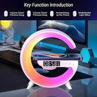 Wireless Charger Stand With Bluetooth Speaker  Alarm Clock   Rgb Night Light