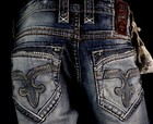  220 Mens Rock Revival Jeans  kaymon  Leather Inserts Slim Straight 29 X 29
