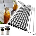 10 inch Stainless Steel Metal Drinking Straw Reusable Straws   Cleaner Brush Kit