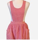 Vintage Handmade Full-bib Pinafore Apron Red   White Gingham Cottagecore Retro