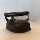 Antique Cast Iron Clothes Iron Wood Handle Trivet Sad Iron Decor