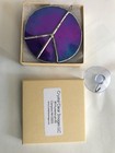 3  Stained Glass Iridized Steel Blue Whispy Opal Peace Sign Sun Catchers  Cci