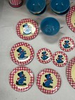 1940-50s Ohio Art  Red Plaid  Child   s Tin Tea Set 20 Pieces