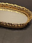 Vintage Ornate Mirrored Tray  Vanity Rectangular Gold Toned Filigree 8 75   x5 5   