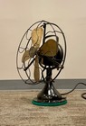Antique 12    Hunter Ge Oscillating Fan With 4-wing Brass Blade  3 Speeds  Works 