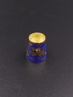 Vintage Cloisonne Enameled Sewing Thimble Blue Gold Floral Bird Collector Notion